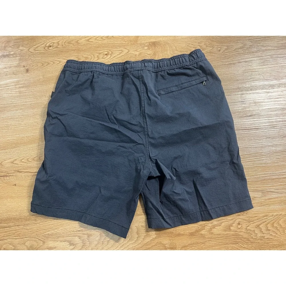 Onia Mens L Swim Trunks Navy Blue Micro Print Drawstring Swim Shorts